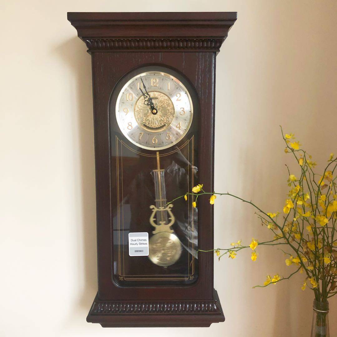 正品精工seiko豪华实木挂钟中式客厅办公室钟声报时高档钟表008b