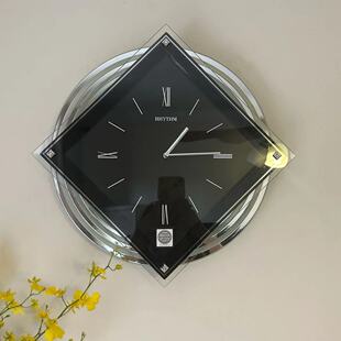 日本丽声RHYTHM动感钟摆客厅卧室静音水晶挂钟748