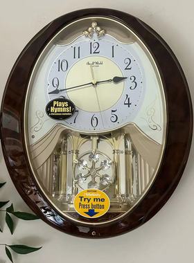 RHYTHM丽声挂钟客厅卧室欧式水晶钟摆音乐报时创意艺术钟表899