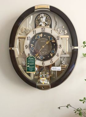 日本精工SEIKO魔幻音乐施华洛水晶挂钟北欧客厅静音钟QXM290S