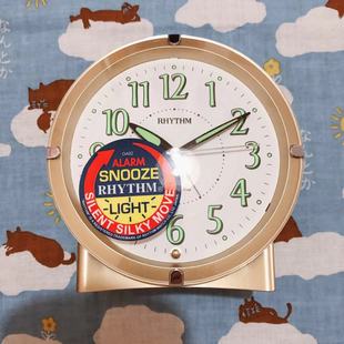 正品 日本RHYTHM丽声闹钟静音夜灯学生懒人贪睡床头CRE807投影