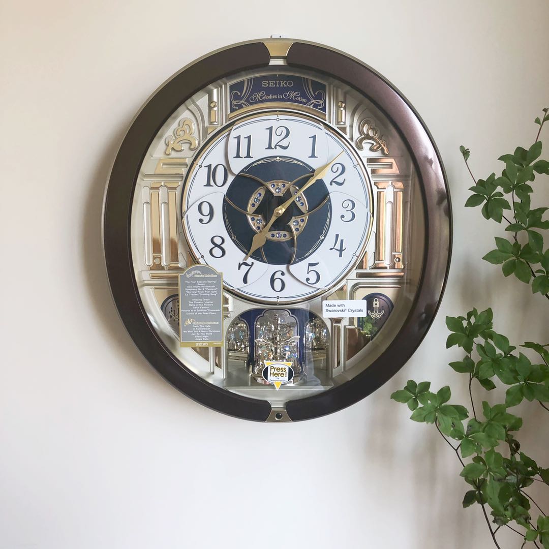 Seiko施华洛水晶日式qxm356b挂钟