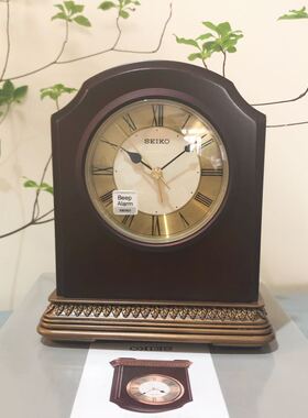 日本正品SEIKO精工座钟木质闹铃卧室酒店办公室日式台钟QXE018B