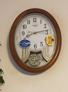 RHYTHM丽声挂钟客厅欧式复古旋动钟摆静音音乐报时创意艺术4MJ407