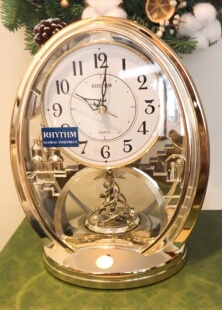 饰4SG768 田园客厅办公室卧室旋转圣诞树装 正品 日本丽声座钟欧式