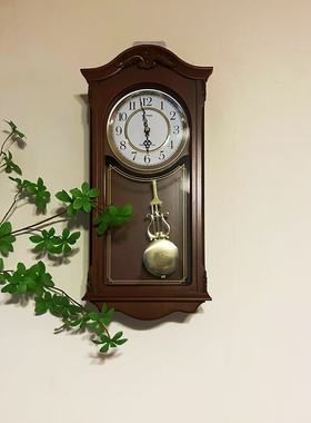 丽声RHYTHM实木音乐报时挂钟客厅办公室欧式古典西敏寺钟表CMJ502