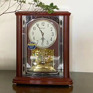 正品 RHYTH日本丽声水晶旋转客厅办公室玄关钢琴烤漆实木座钟226