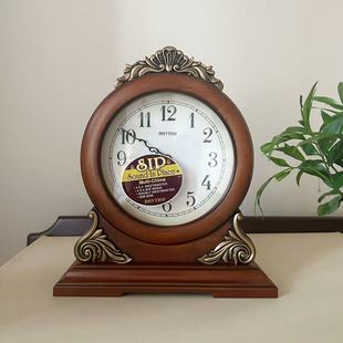正品RHYTH日本丽声实木古典客厅办公室卧室花纹报时座钟CRH114