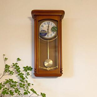 丽声RHYTHM挂钟客厅别墅日式实木西敏寺报时钟摆高档钟表581/574