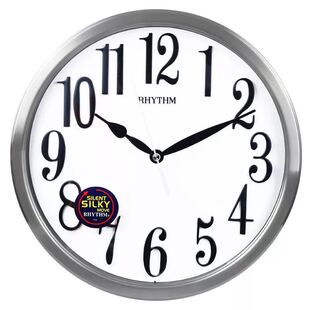 日本丽声RHYTHM金属静音简洁挂钟立体显眼客厅办公室钟表CMG442