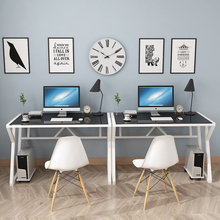 电脑台式桌现代家用简约经济型双人简易书桌钢化玻璃办公写字桌子
