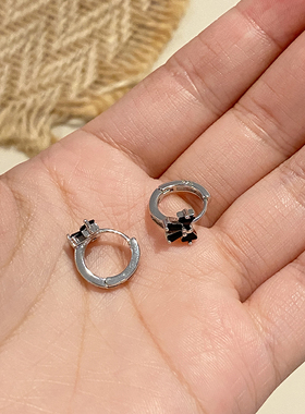 黑色蝴蝶结耳环高级感