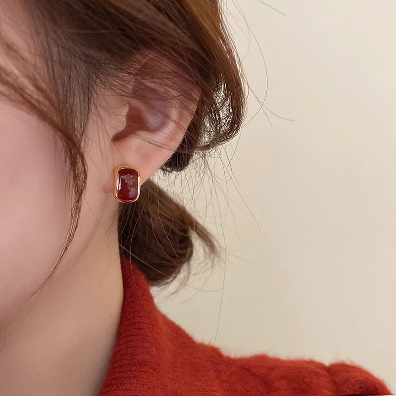 酒红色耳环高级感独特法式设计感个性时尚气质高级感简约耳钉耳饰,饰品/流行首饰/时尚饰品新,耳环,淘宝优惠券,粉丝福利购,淘宝优惠卷