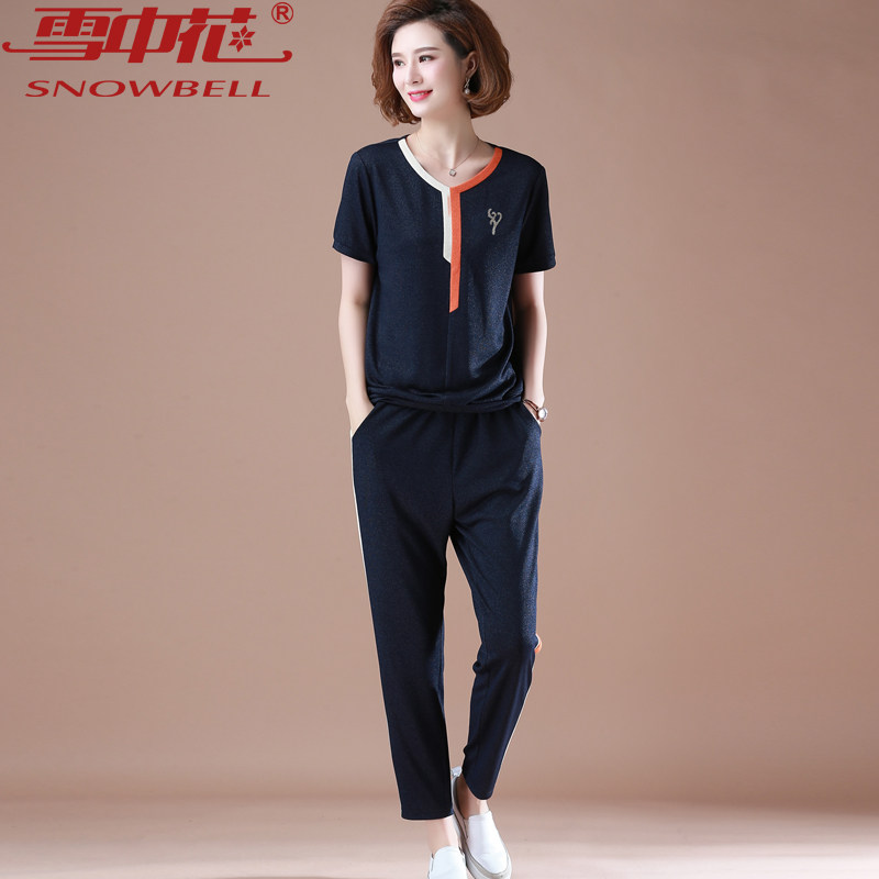 母亲节衣服妈妈夏装中老年运动套装女高贵衣服中年妇女短袖两件套