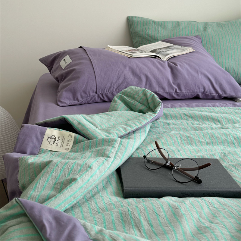 夏季轻薄全棉水洗棉夏凉被套件纯棉空调被芯单双人宿舍舒服薄被子