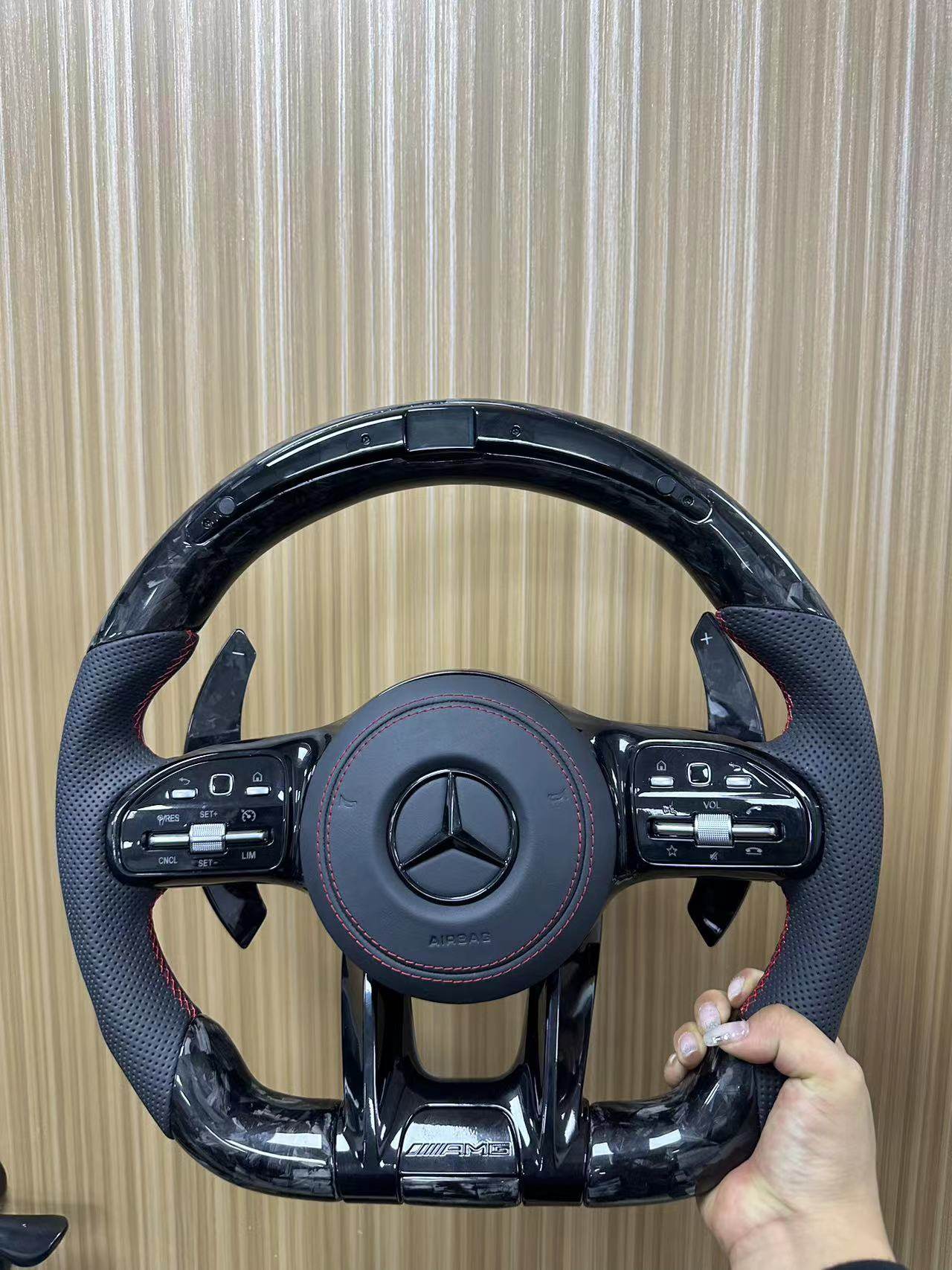 thumbnail for It is suitable for Mercedes-Benz old modifications to new AMG carbon fiber steering wheels AE300CSGR level GLC260GLESGT