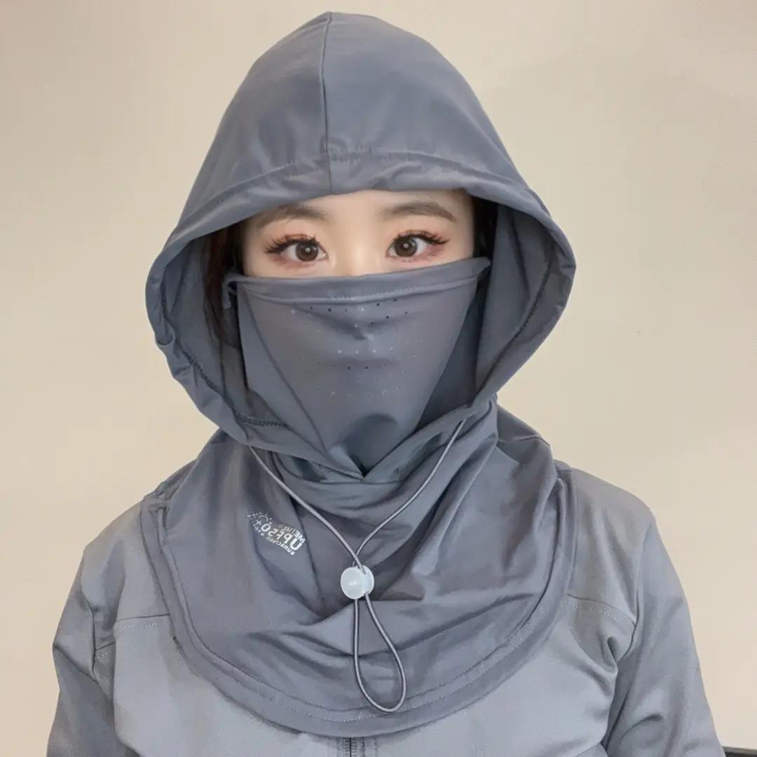 防晒面罩女帽子一体护颈全脸