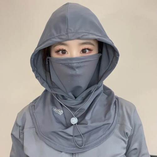 防晒面罩女帽子一体护颈全脸