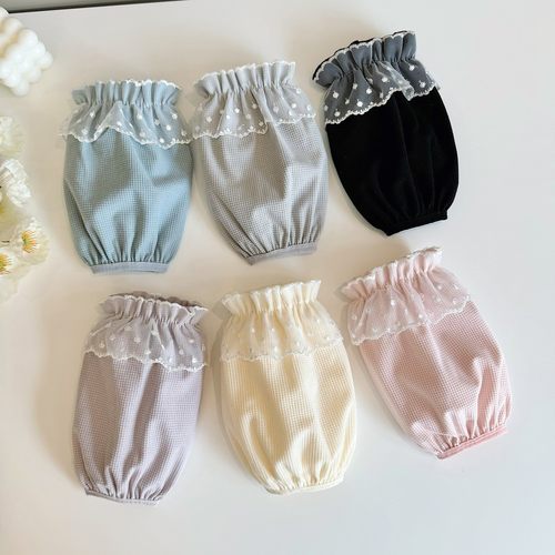 短款袖套女秋冬护袖绒布花边