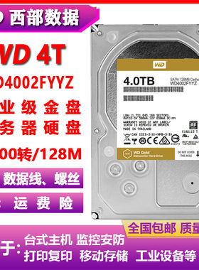 WD西部数据4T企业级WD4002FYYZ金盘服务器台式机电脑硬盘CMR垂直