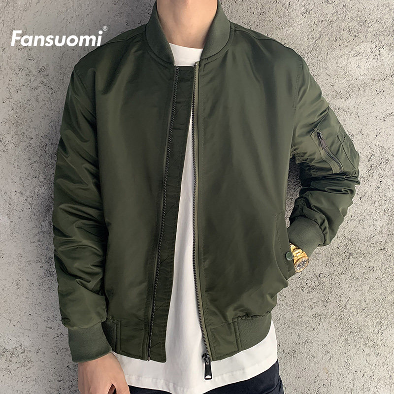 Fansuomi/范索米 飞行员夹克男春秋季军绿色冲锋衣外套棒球服潮牌