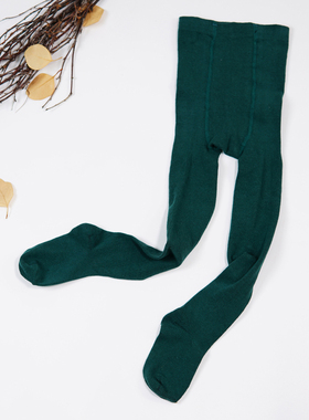 小蜜糖童装女童墨绿色打底裤袜女宝宝洋气春秋款连裤袜纯色连袜裤
