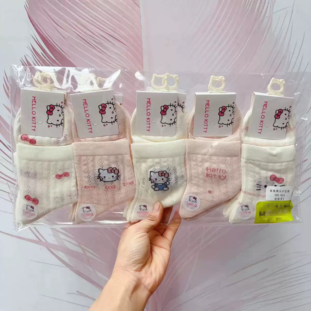 网眼袜子女春夏季中筒袜ins潮卡通kt小猫日系纯棉薄款运动学生袜
