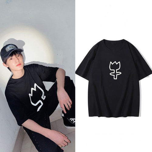 三代张泽禹同款手绘花朵短袖