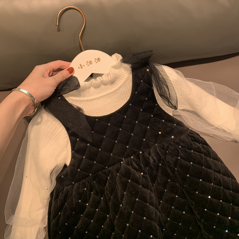 女童加绒背心裙儿童2020新款冬装宝宝抓周礼服公主裙小童洋气裙子
