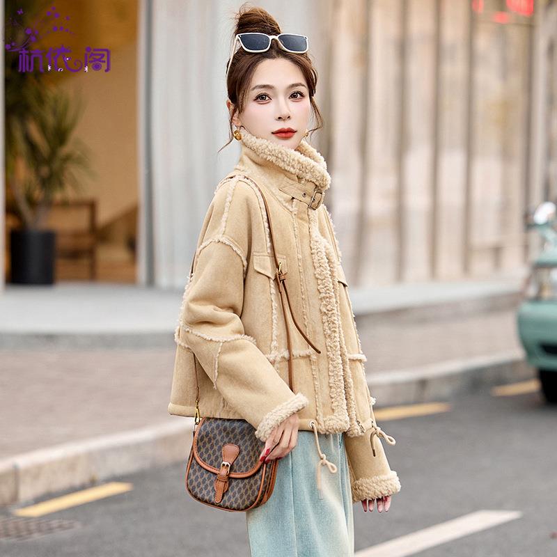 毛体羊毛短外套女新款秋冬高皮端洋气ZZI576R鹿皮绒一羔加厚夹克