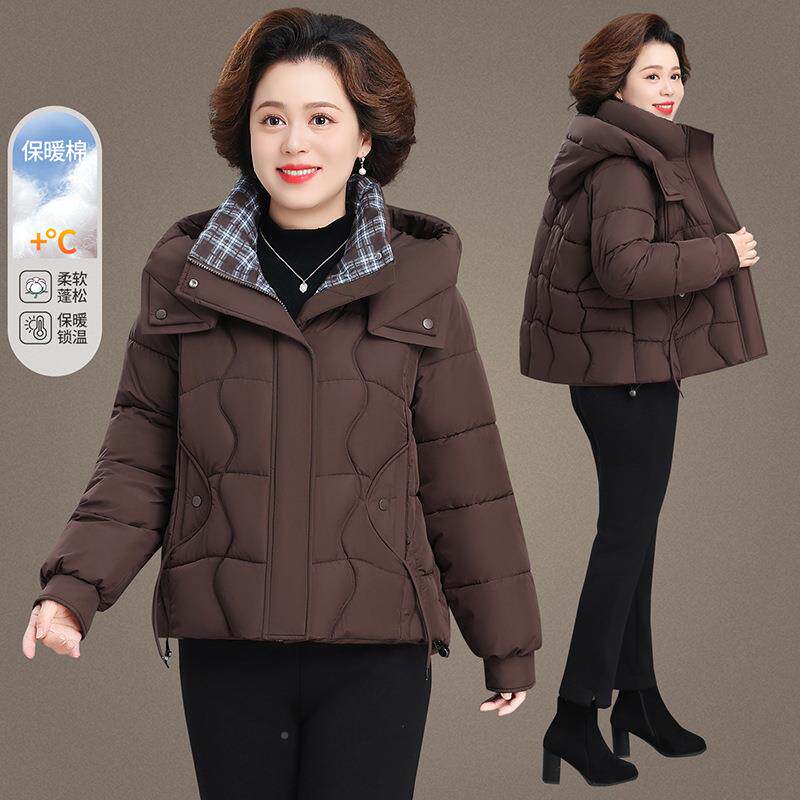 妈9892054外套秋冬棉衣新款洋气显瘦妈袄中老年女装薄款棉羽绒冬