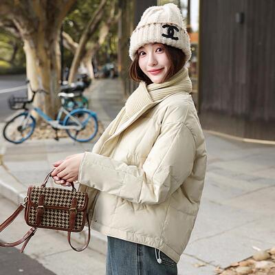 短款绒服新女冬季年款小ZXING67个羽子高厚端时尚洋气加设计感白