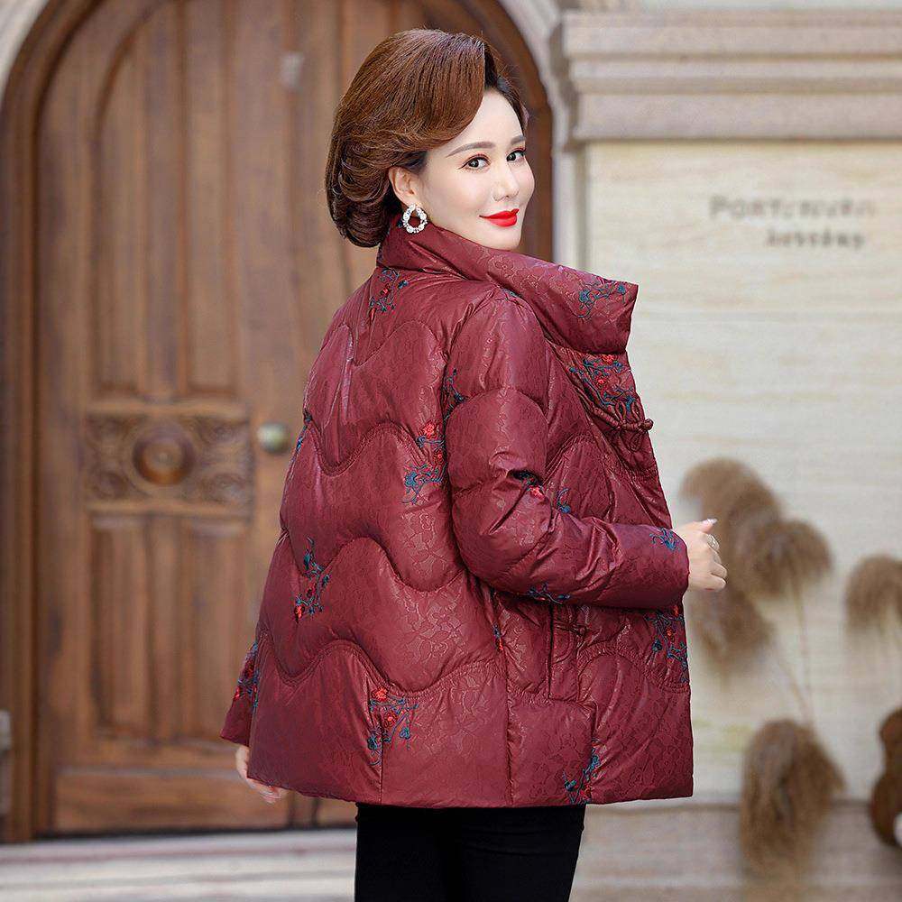 正品撤绒柜新款冬白鹅羽绒122-882服女中年大码轻中短薄款老保暖