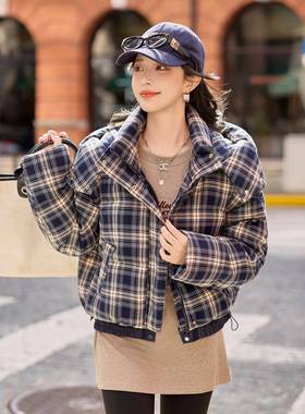 设格感复ZYA86822古子立领短款白鸭绒羽绒宽服女松计面包服百搭外