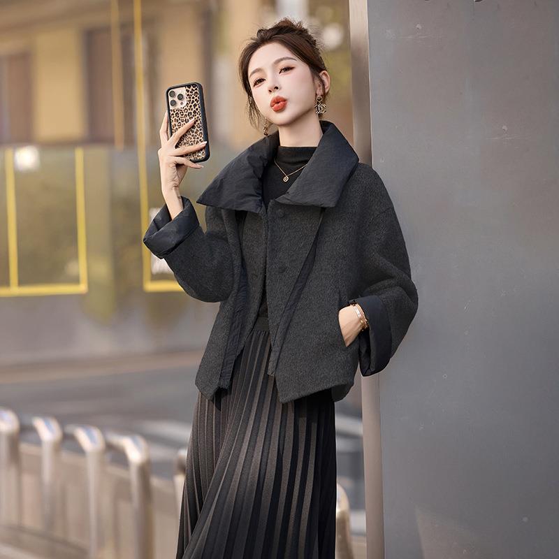 双毛面羊毛大衣女短款2款025秋新气质HE5140-1小个子宽松休闲外套