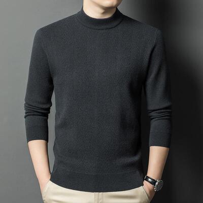 冬季士羊绒衫加厚中年男装暖休闲圆领保毛衣织24087-YA针男羊毛衫