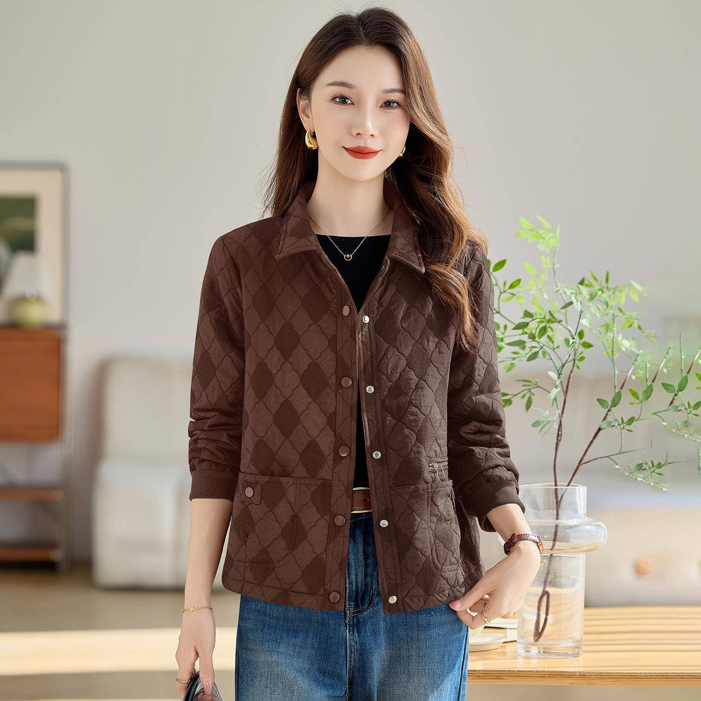 2025秋季女新款装U洋气YU8969-0时尚休百搭上衣减龄翻领气闲质外