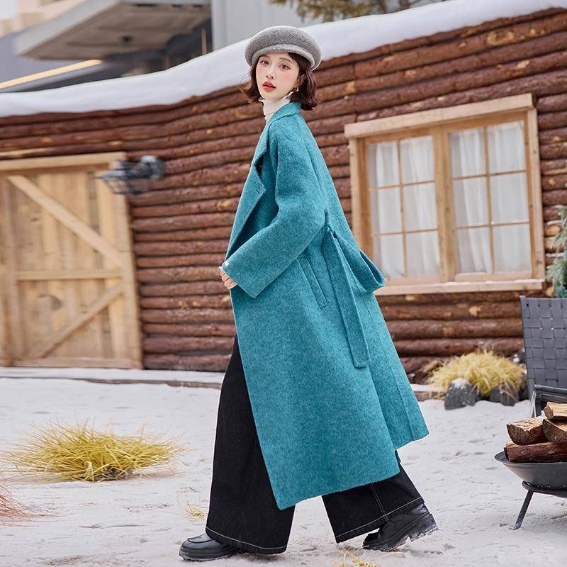 慵设宽计感双面羊毛中长款大女ZSI9622L衣秋冬新款松休闲懒风毛呢