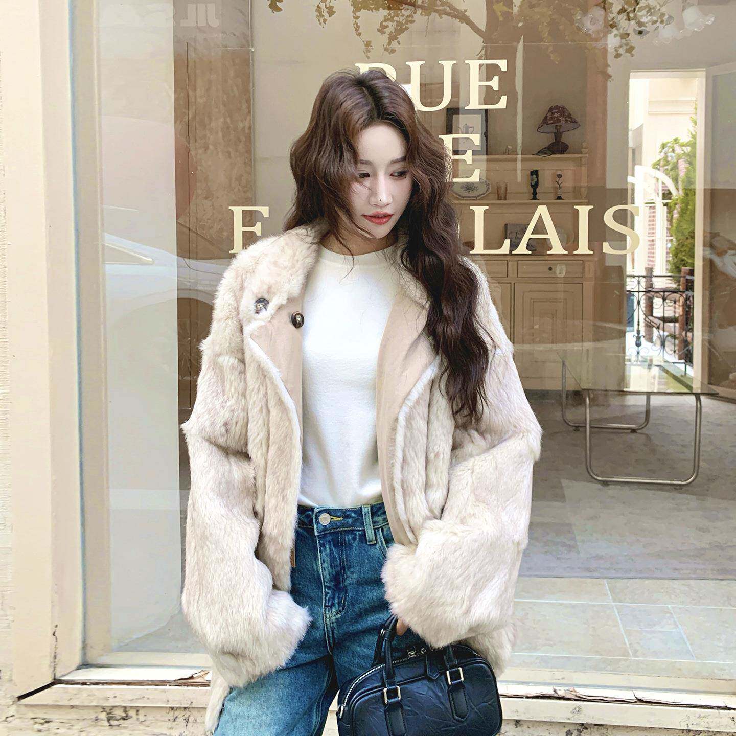 穿棉C079-457布两仿狐狸毛面穿两外面套