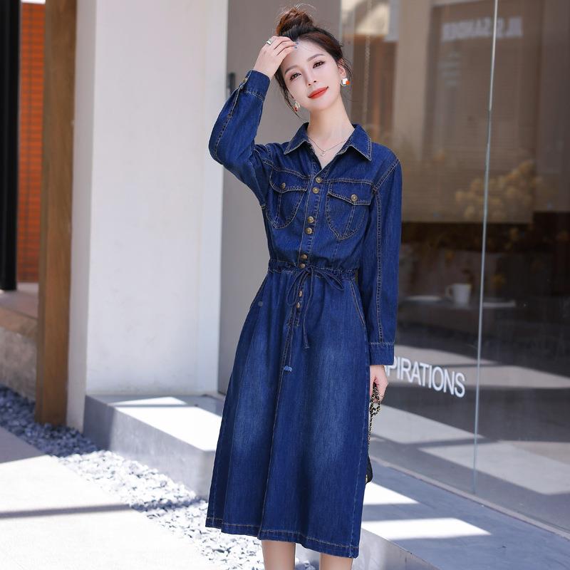 长衫袖牛仔ZHUI2612衬连衣裙女春秋感欧洲站高级新今款年流行气质