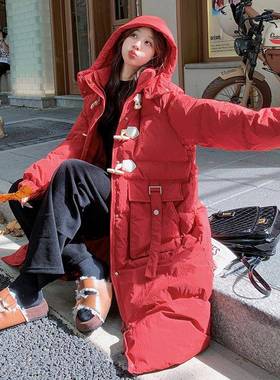 红色面牛扣羽绒服女冬季新款设计感小众宽松加厚b100-522棉包服外