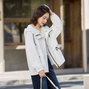 短衣款风外套女ZYI1960W春秋新款行爆休闲胖潮时尚高级流感夹克款