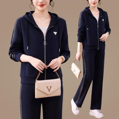 品运动套女春秋装新款时尚洋牌气件宽松卫衣连965988帽长袖长裤休