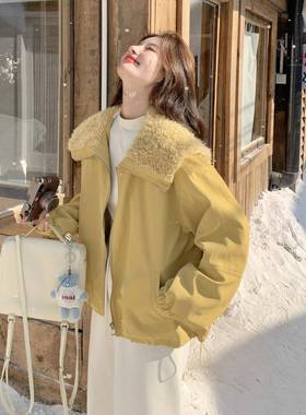 新松款绒黄色款短毛绒拼接宽C296-956羽服