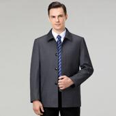 风衣男商务休闲桑蚕丝夹克中年士翻外领套 J款 春秋男长季 中1608