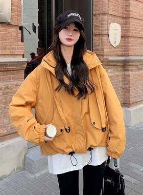黄色休高级感工装羽服闲女冬新款外韩版时绒尚ZZB1991连帽保暖绒