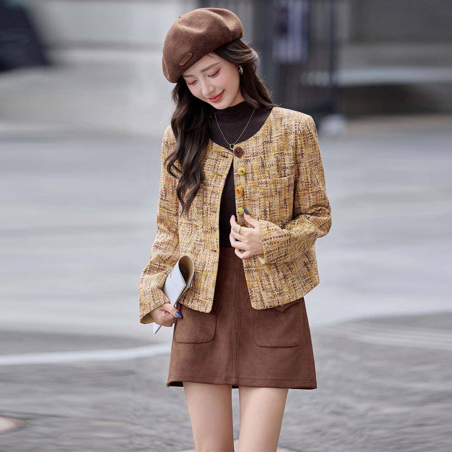 粗呢短小香风外花套ZYI908L女款年秋季新款名媛气质百搭高端洋气
