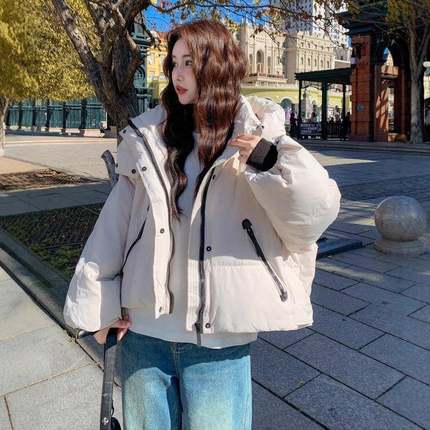 连院帽款短羽绒服女冬季新款服韩系学风加厚保暖外套B189-887面包