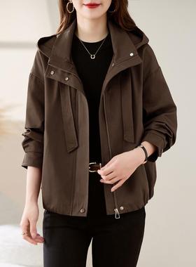 时款尚休闲抽ZMU88608绳连帽外套女短新春秋年韩版宽松百款搭工装