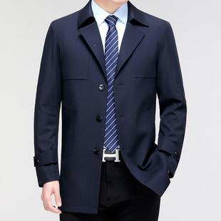 装 皱简约西领2318 风衣中长款 商务休闲中年春男装 U薄 夹克秋季 男士